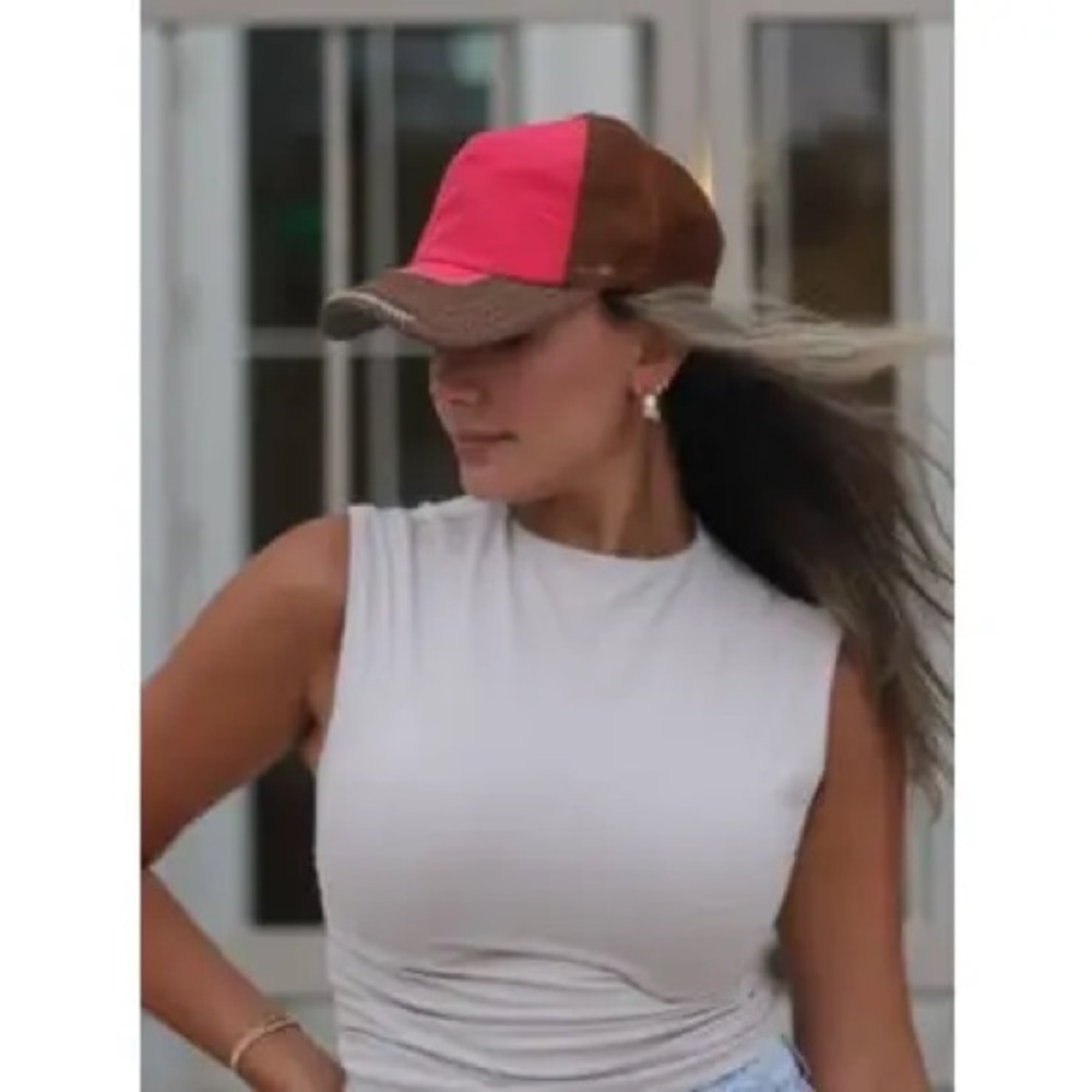 Red and Brown Baseball Cap Hat